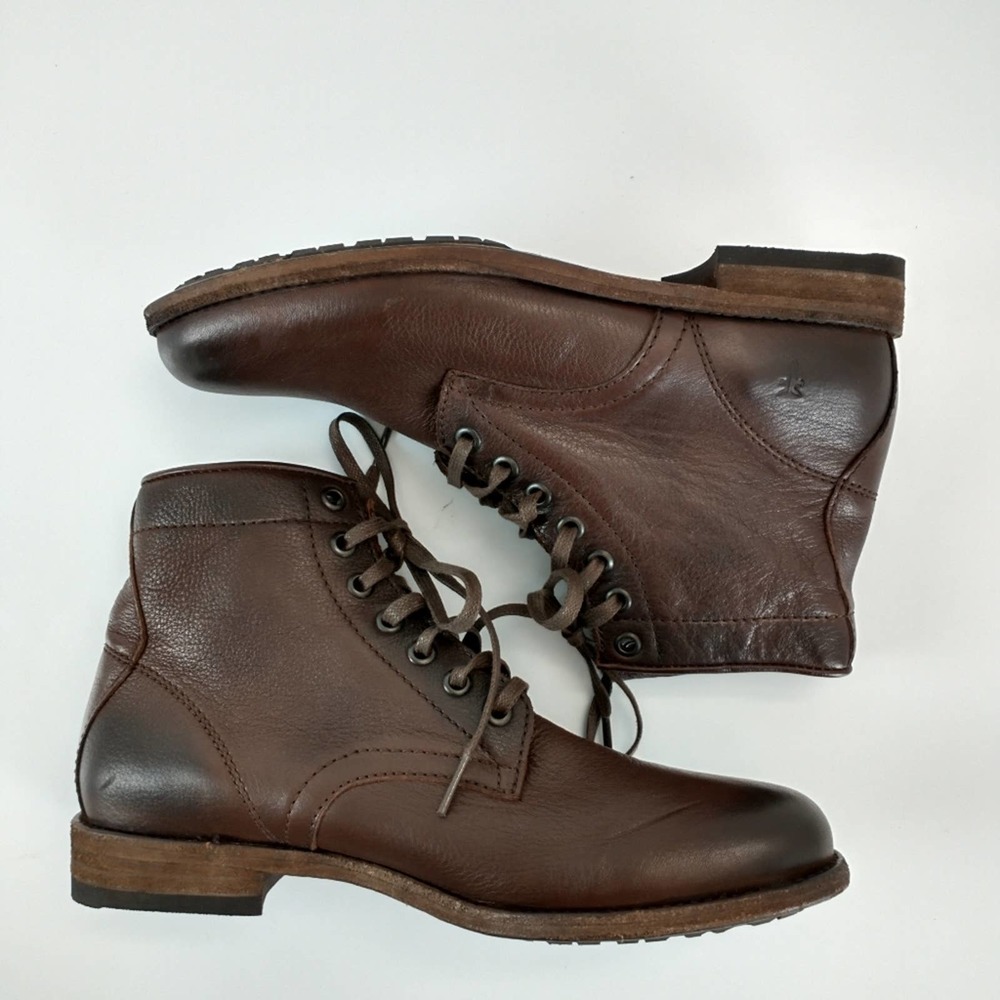 Frye Tyler Men's Lace Up Ankle Boots Brown Leather